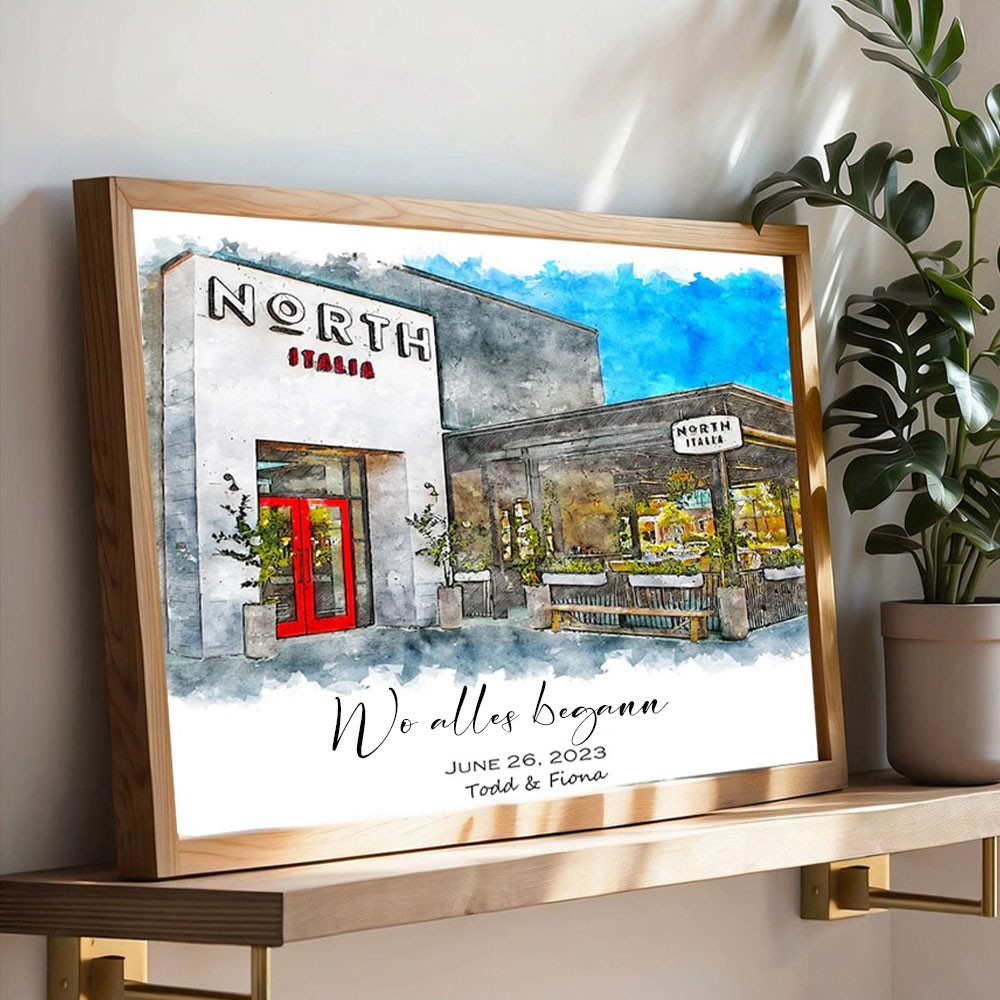 Benutzerdefinierte Aquarell Haus Hand gemalt Porträt von Foto für Valentinstag Jahrestag Geschenk