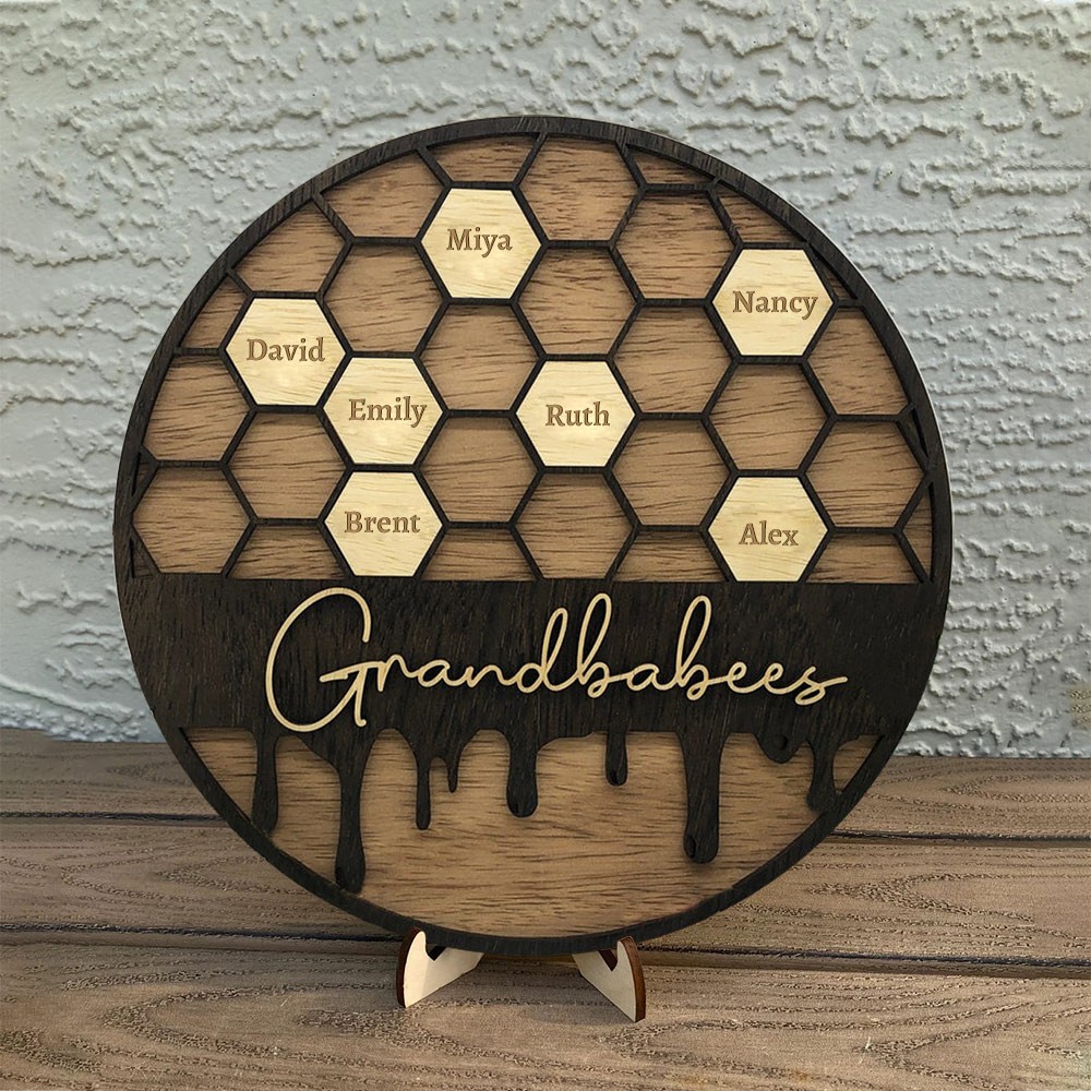 Personalisierte Grandbabees Zeichen Bienenstock Familie hölzerne Zeichen für Oma Mom Weihnachtsgeschenk