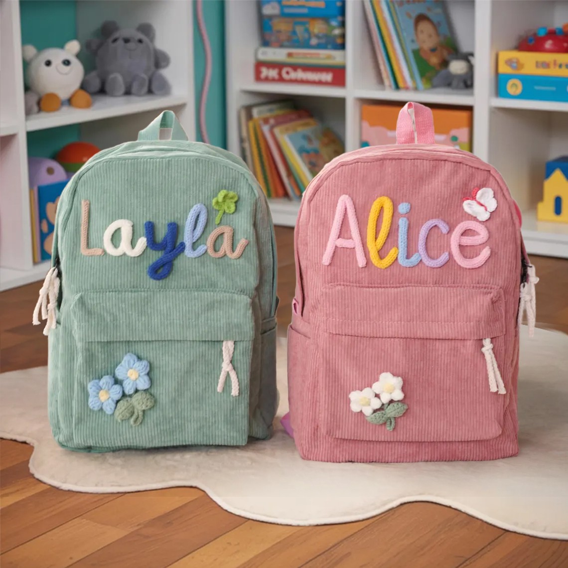 Personalisierter Kinderrucksack mit Namen, Schultasche für Mädchen und Jungen, Geschenk zum Schulanfang