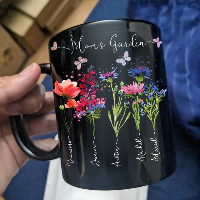 Benutzerdefinierte Mama's Garden Geburt Blume Becher mit Kindern Namen für Muttertag Familie Geschenkideen