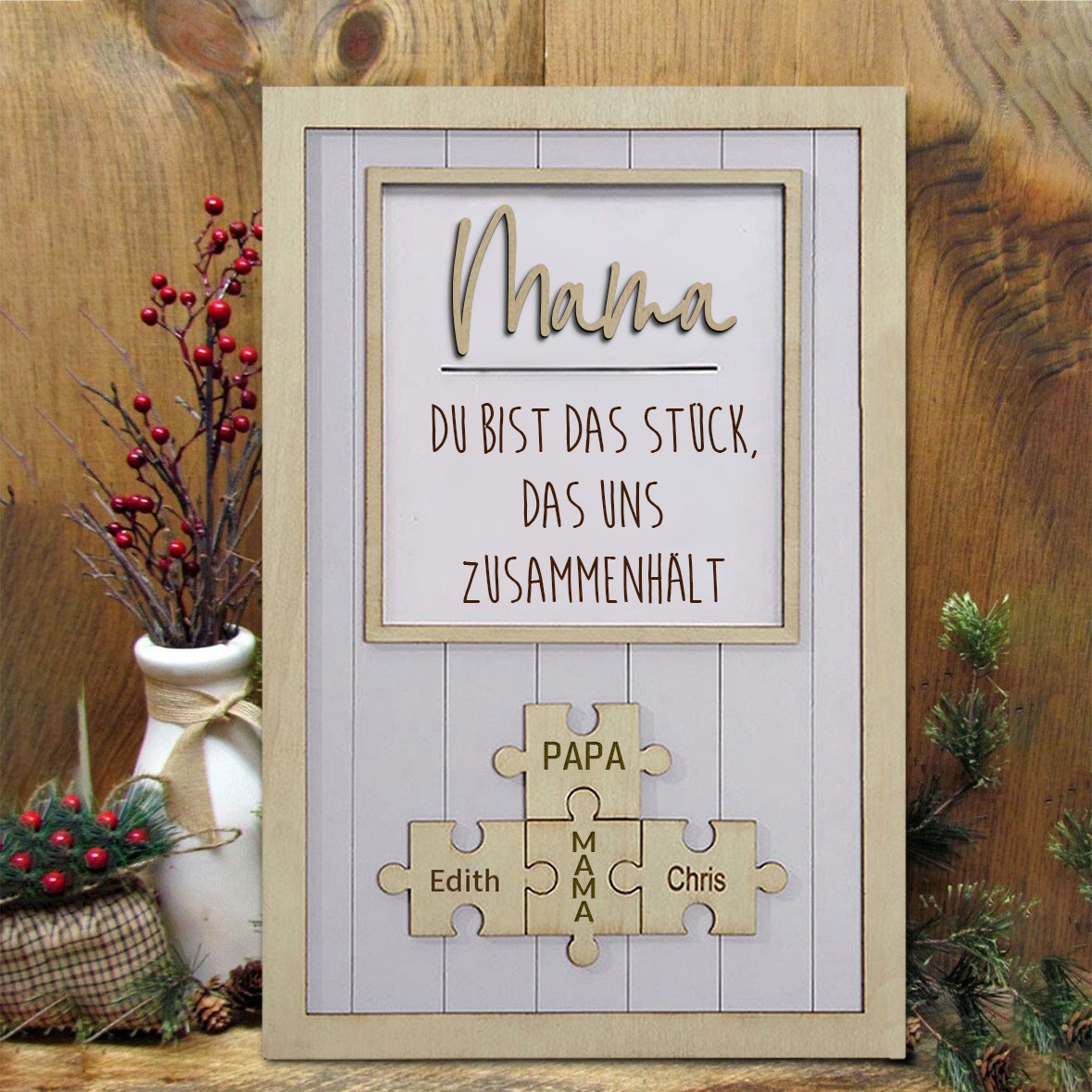Benutzerdefinierte Mama Puzzle Zeichen mit Namen Stück, das uns zusammen für Muttertag Geschenkideen hält
