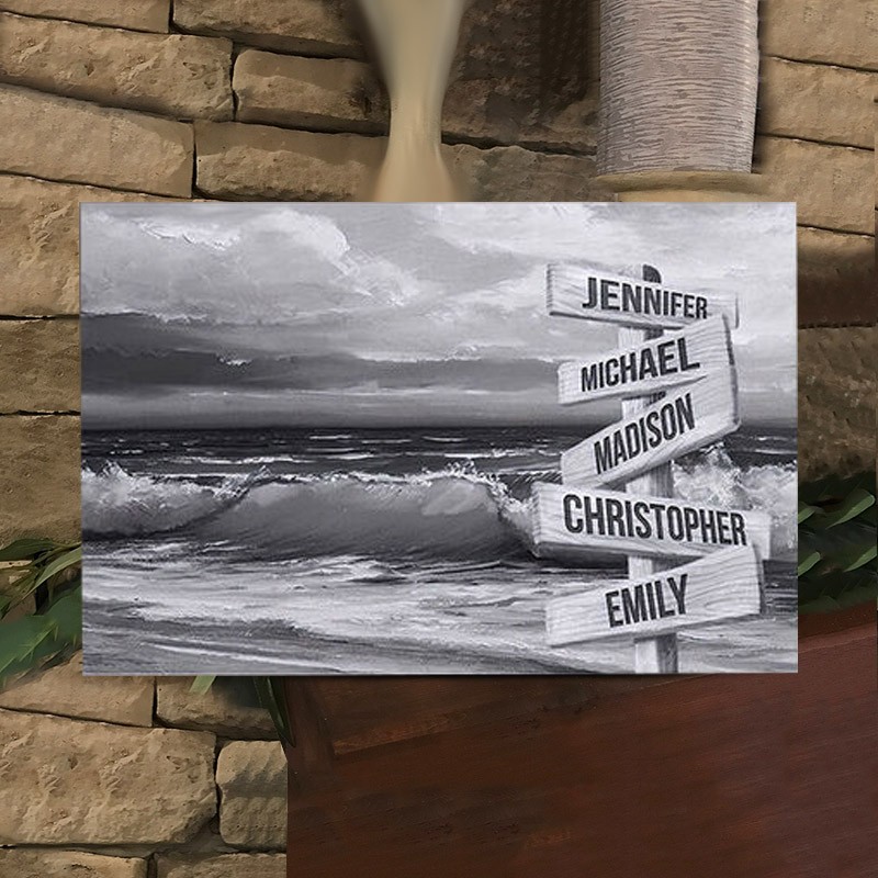 Personalisierte Nachname Geburtsdatum Vintage Straße Zeichen mehrere Namen Premium-Leinwand Wandkunst Bestes Geschenk