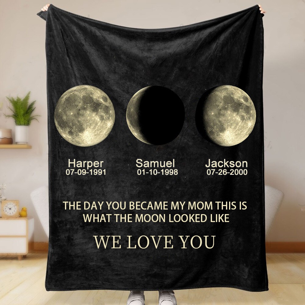 Personalisierte Familie Mondphase Decke für Weihnachtsgeschenk
