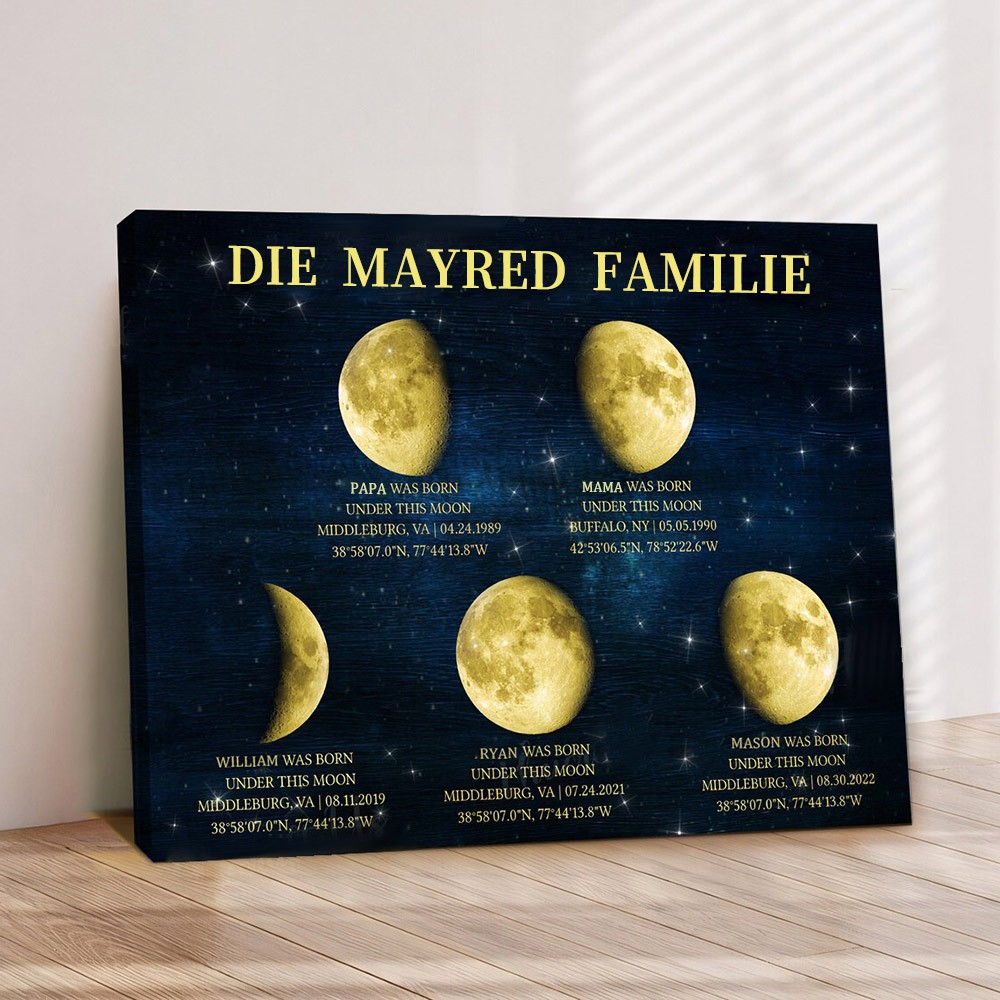 Benutzerdefinierte Familie Universum Mondphase drucken Rahmen mit Kindernamen einzigartige Muttertag Geschenk