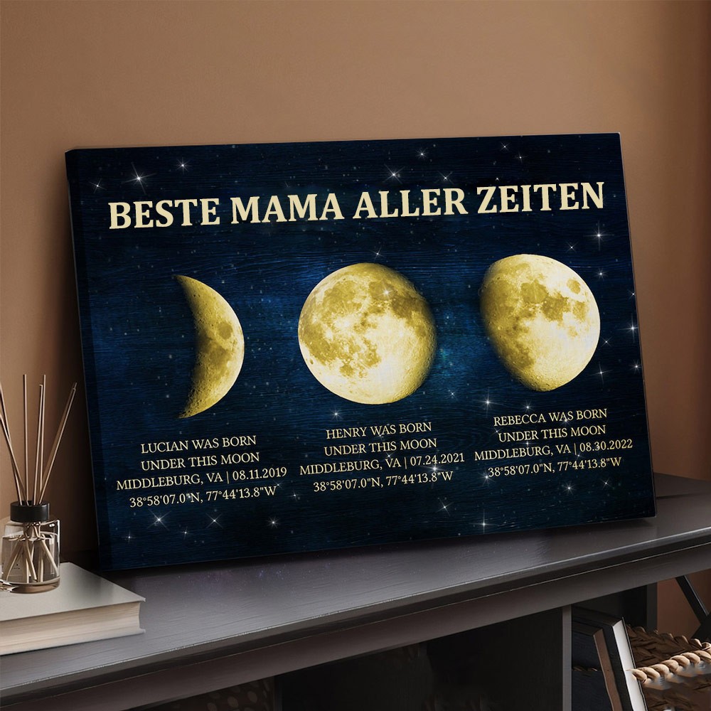 Benutzerdefinierte Beste Mutter Jemals Universum Mondphase Drucken Rahmen mit Kindernamen für Muttertag Geschenk