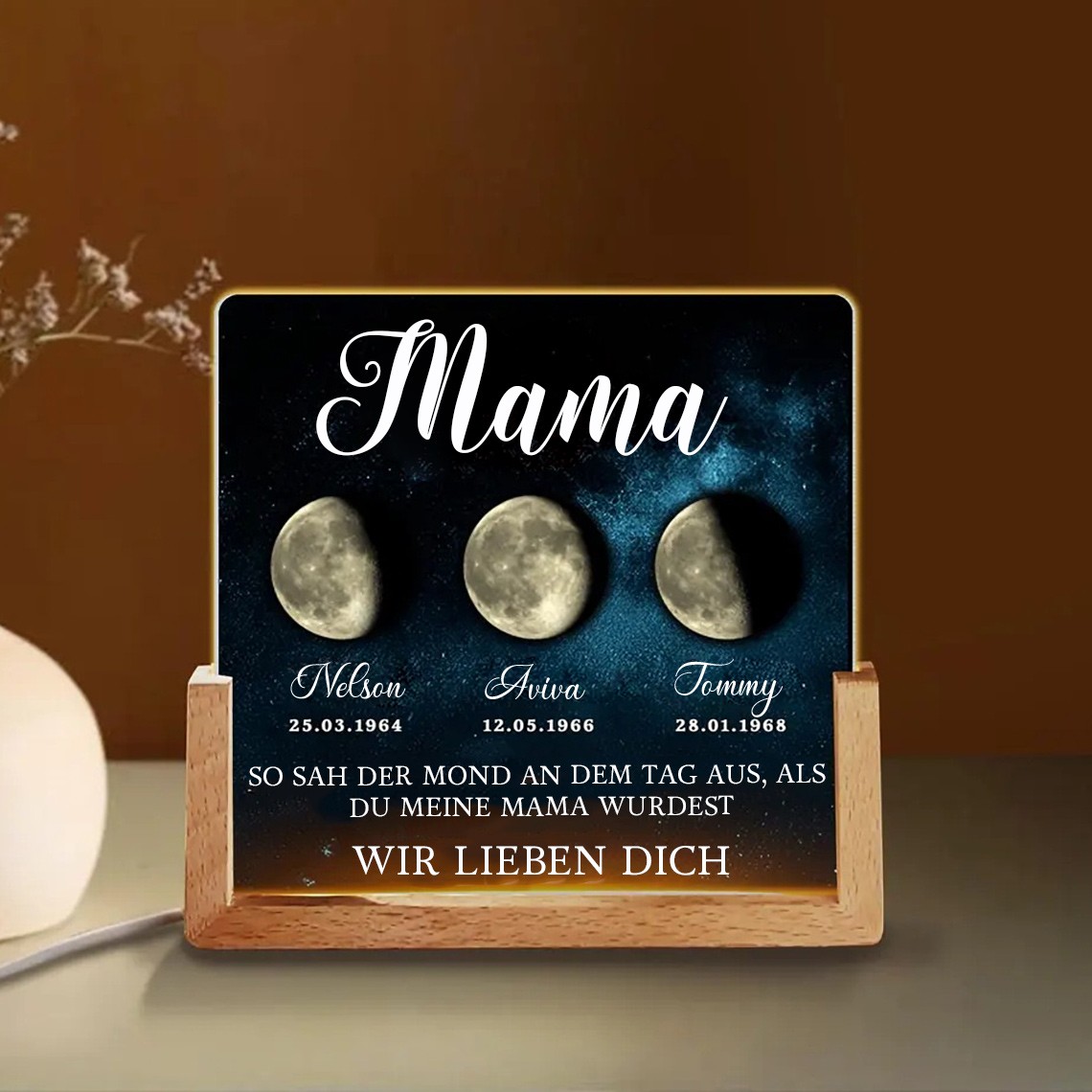 Individuelles Mama Mondphase Nachtlicht von Datum für Muttertag Geschenk