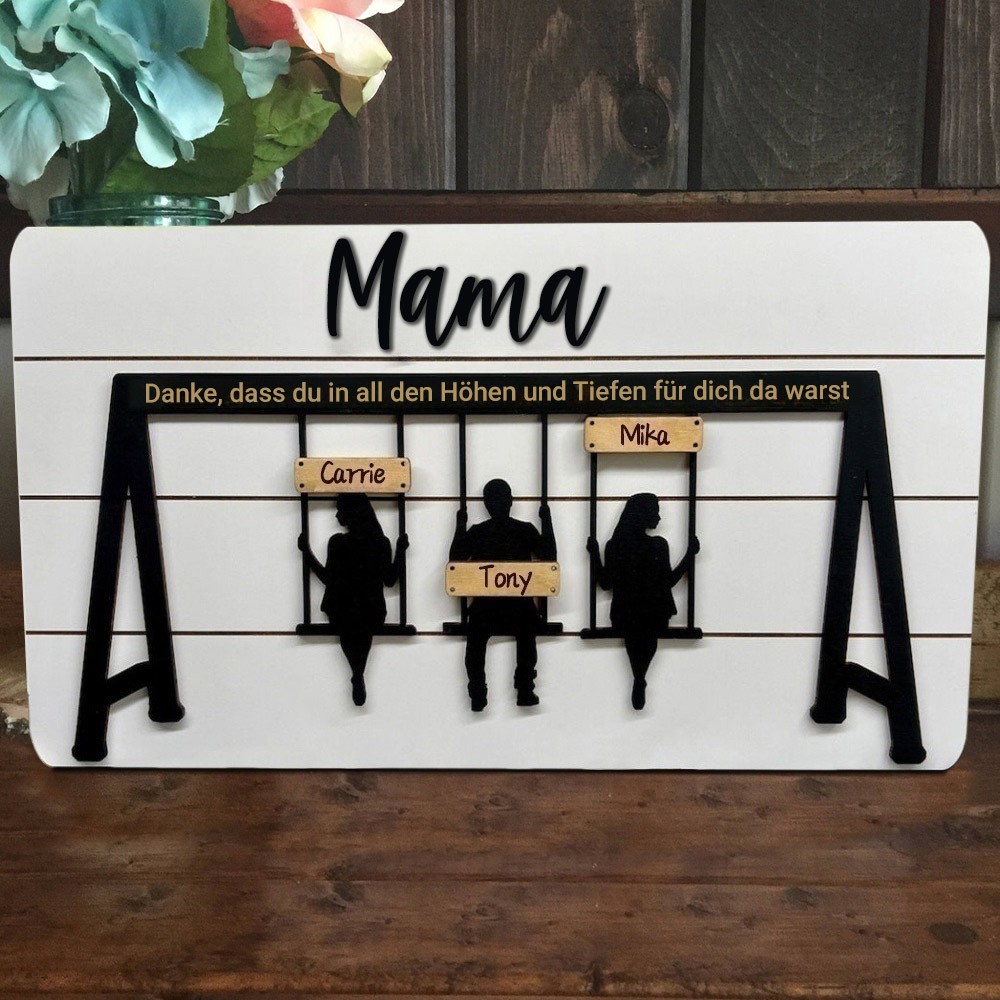 Benutzerdefinierte Familie Schaukel Set Zeichen Danke für die Höhen und Tiefen für Mama Oma Weihnachtsgeschenk