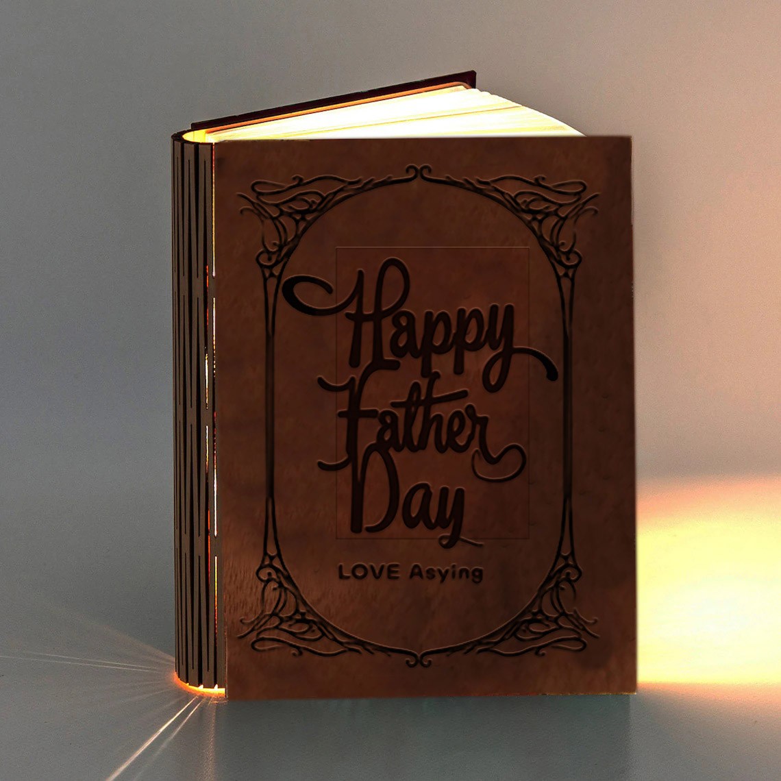 Personalisierte Hölzerne Faltbare Magnetische Leuchtende Buch Lampe für Vatertag Geschenk