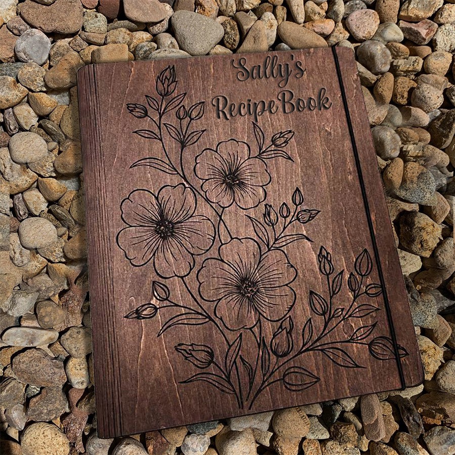 Personalisiertes Holz Rezept Buch Blank Binder Geburt Blume Kochbuch für Mama Oma Weihnachten Jahrestag Geschenk