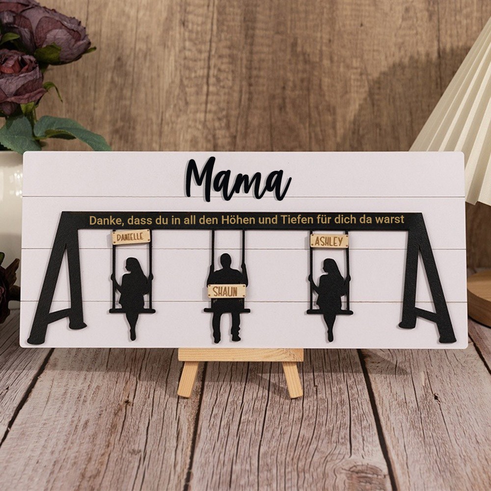 Benutzerdefinierte Familie Schaukel Set Zeichen Danke für die Höhen und Tiefen für Mama Oma Weihnachtsgeschenk