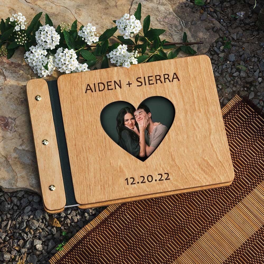 Unser Abenteuer Buch personalisiert Holz Fotoalbum für Valentinstag Jahrestag Geschenk