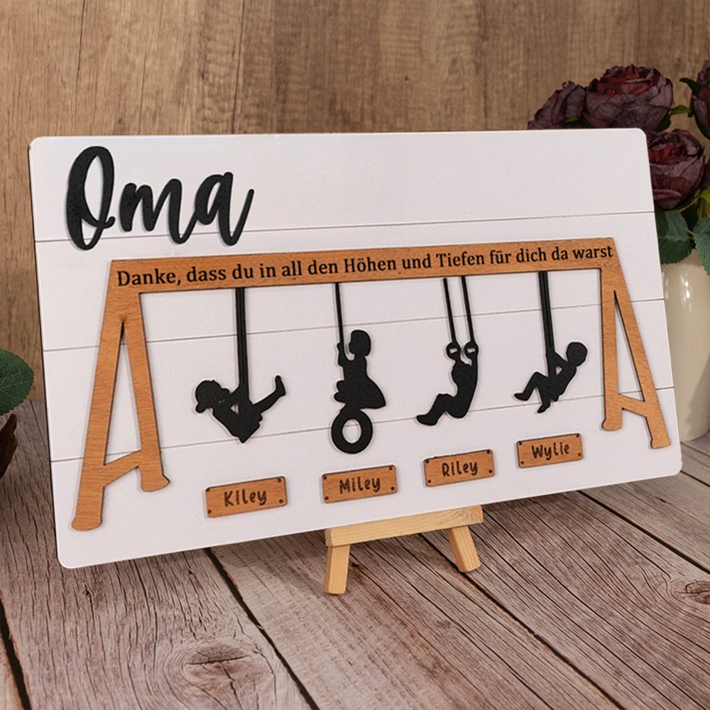 Benutzerdefinierte Familie Schaukel Set Zeichen Danke für die Höhen und Tiefen für Mama Oma Weihnachtsgeschenk
