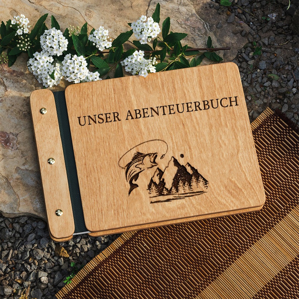 Unsere hölzerne Abenteuer Buch personalisierte Leder Fotoalbum für Valentinstag Jahrestag Geschenkideen