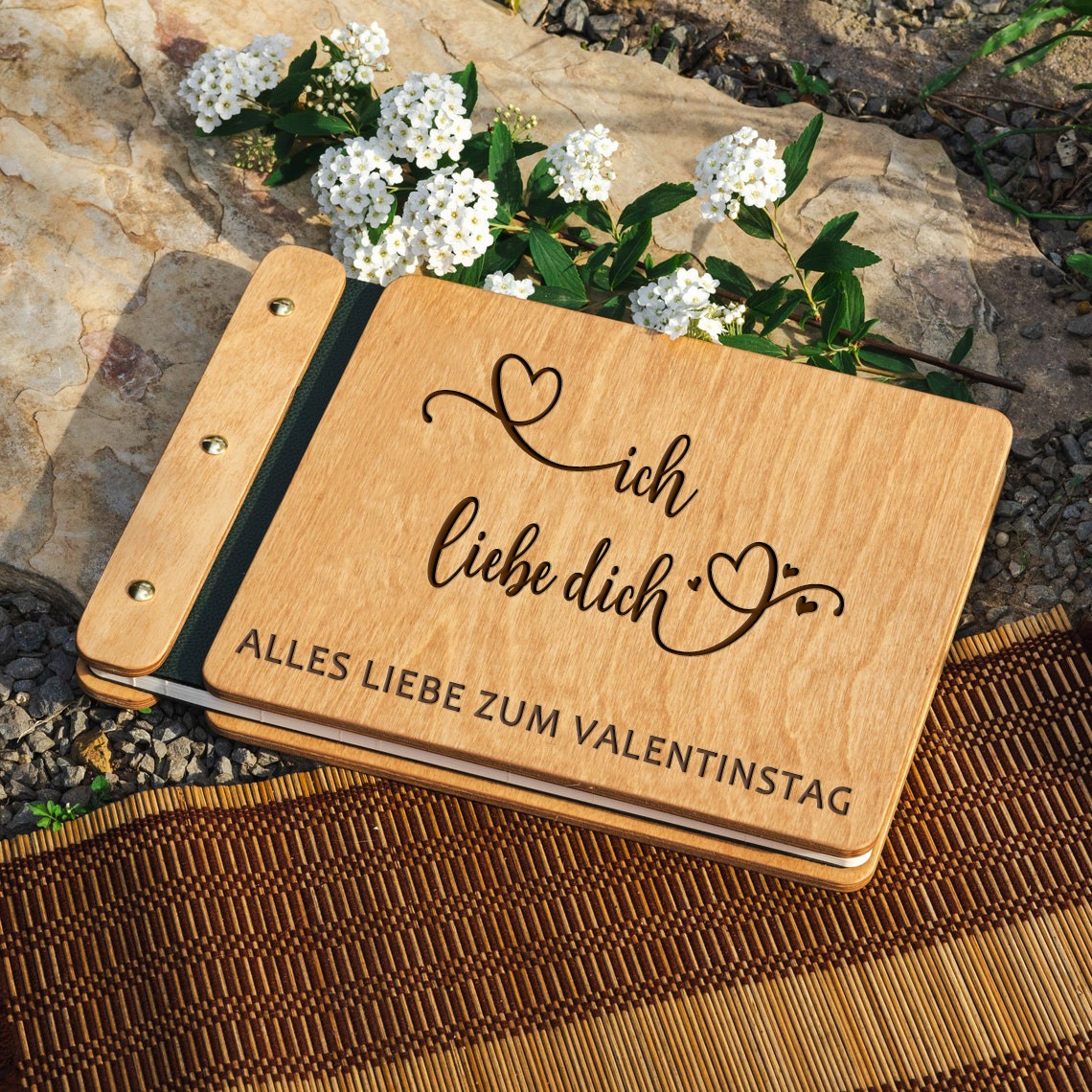 Unsere hölzerne Abenteuer Buch personalisierte Leder Fotoalbum für Valentinstag Jahrestag Geschenkideen