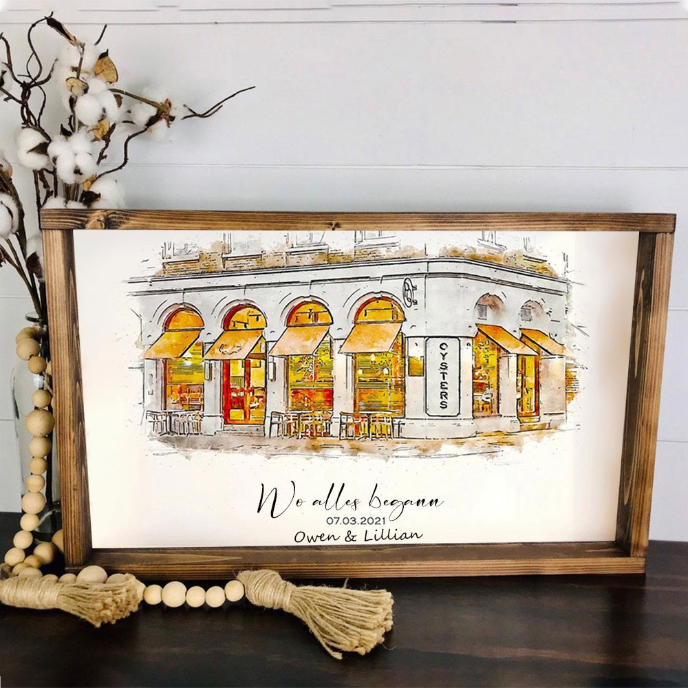 Benutzerdefinierte Aquarell Haus Hand gemalt Porträt von Foto für Valentinstag Jahrestag Geschenk