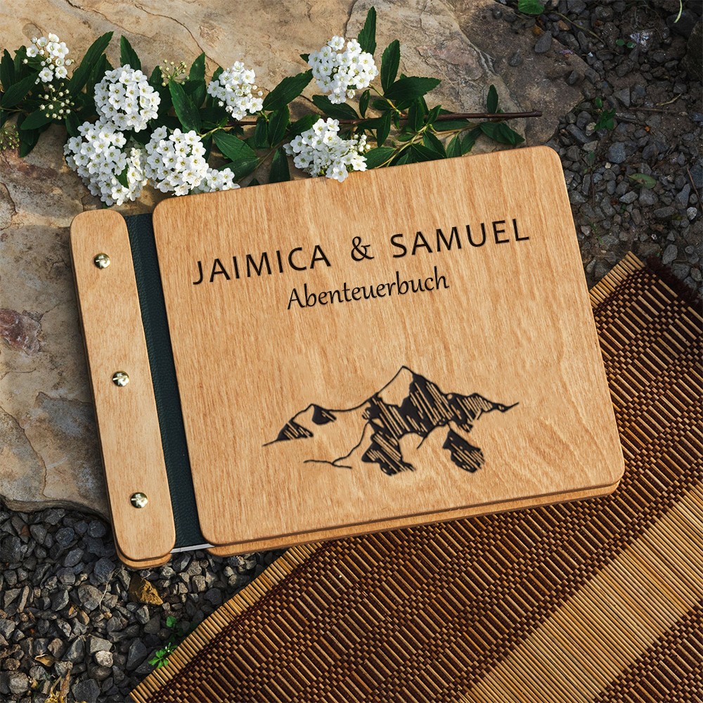 Unsere hölzerne Abenteuer Buch personalisierte Leder Fotoalbum für Valentinstag Jahrestag Geschenkideen