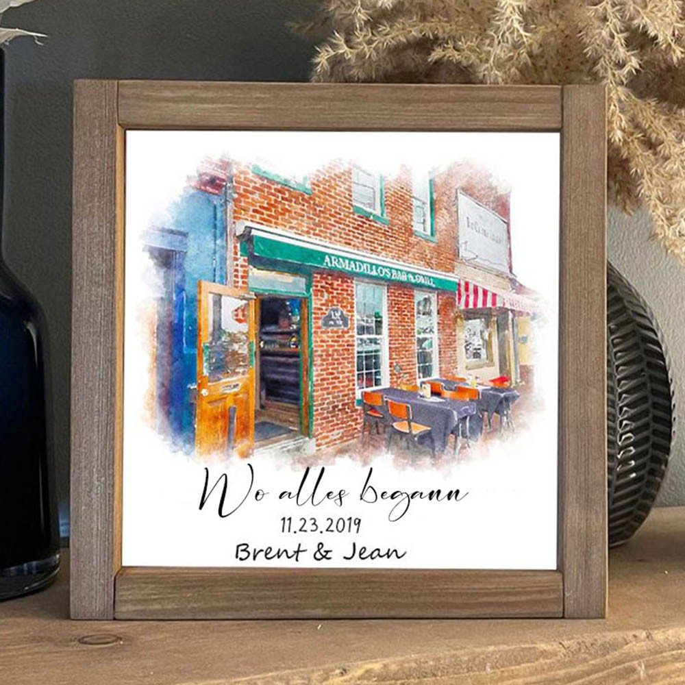 Benutzerdefinierte Aquarell Haus Hand gemalt Porträt von Foto für Valentinstag Jahrestag Geschenk