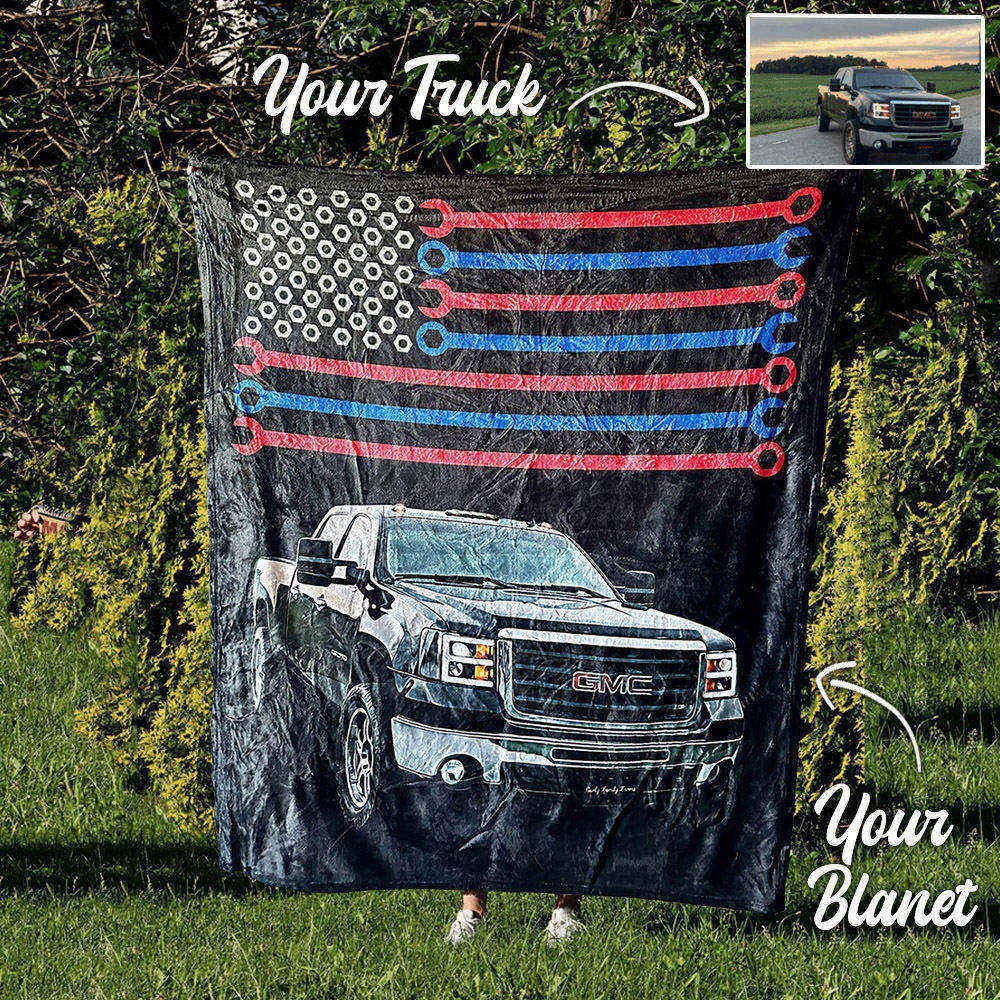Personalisierte Amerika Truck Fleece-Decke für ihn Valentinstag
