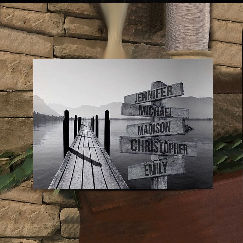 Personalisierte Nachname Geburtsdatum Vintage Straße Zeichen mehrere Namen Premium-Leinwand Wandkunst Bestes Geschenk
