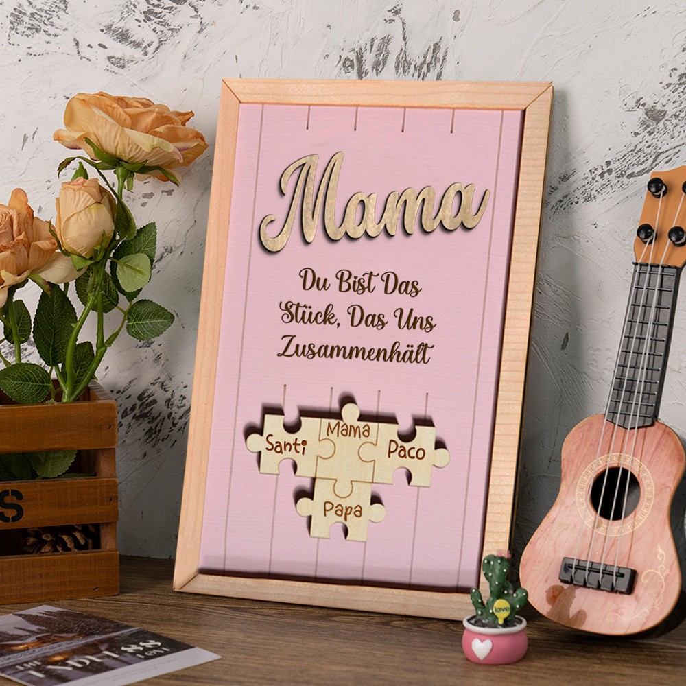 Personalisierte Mama Puzzle Zeichen Einzigartige Holz Zeichen für Muttertag Geschenk
