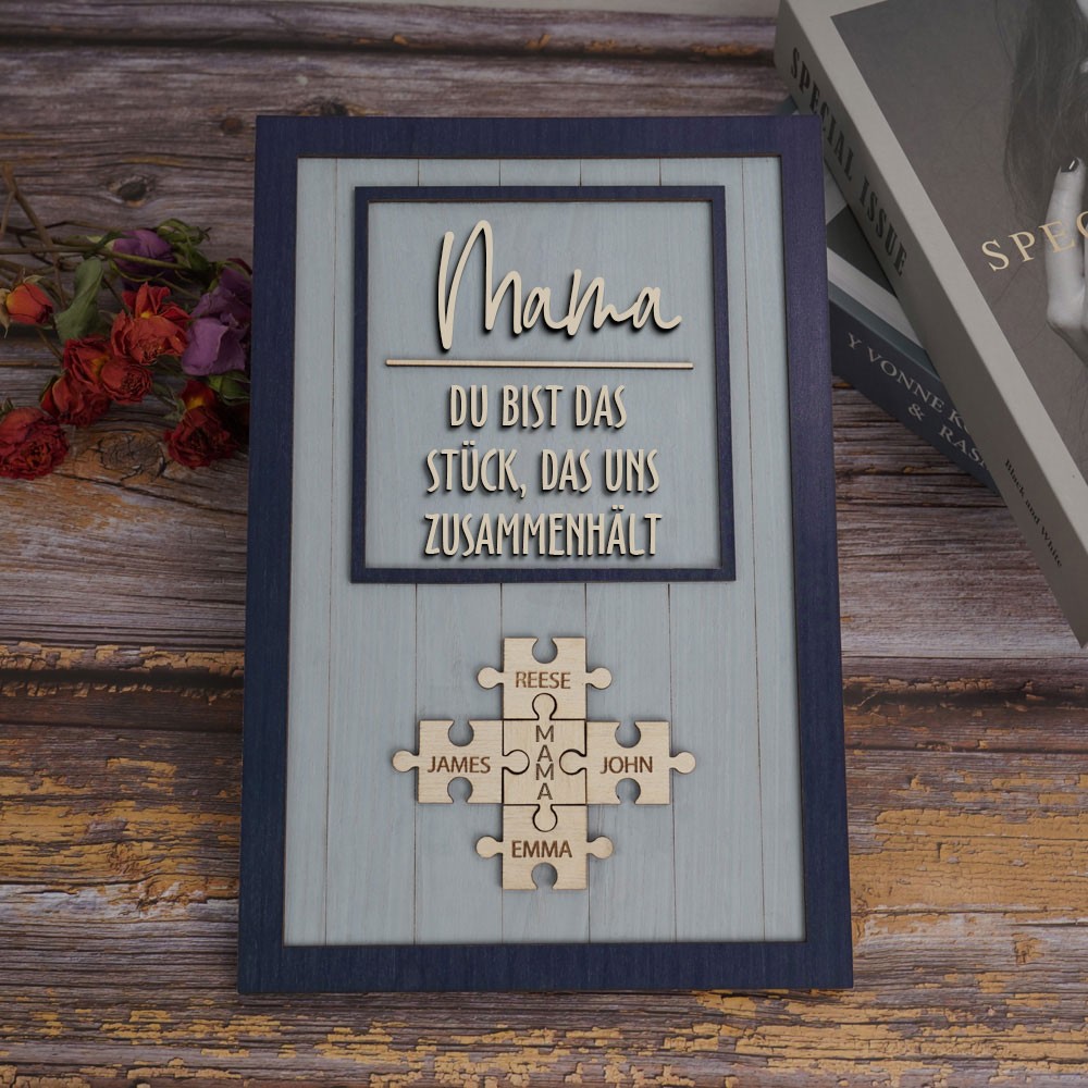Personalisierte Mama Puzzle Zeichen einzigartige Holzschild für Muttertag Weihnachtsgeschenk