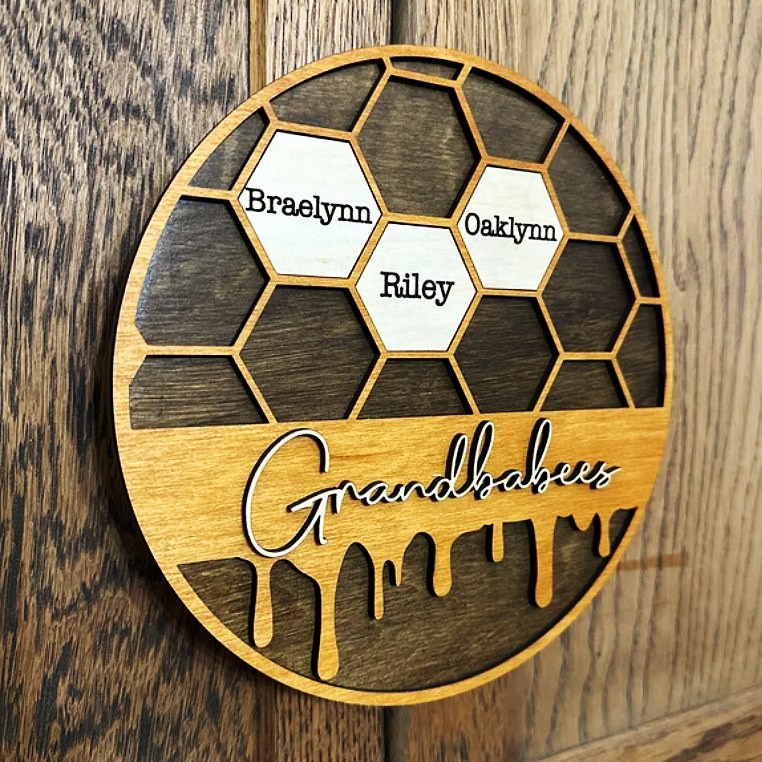 Personalisierte Grandbabees Zeichen Bienenstock Familie hölzerne Zeichen für Oma Mom Weihnachtsgeschenk