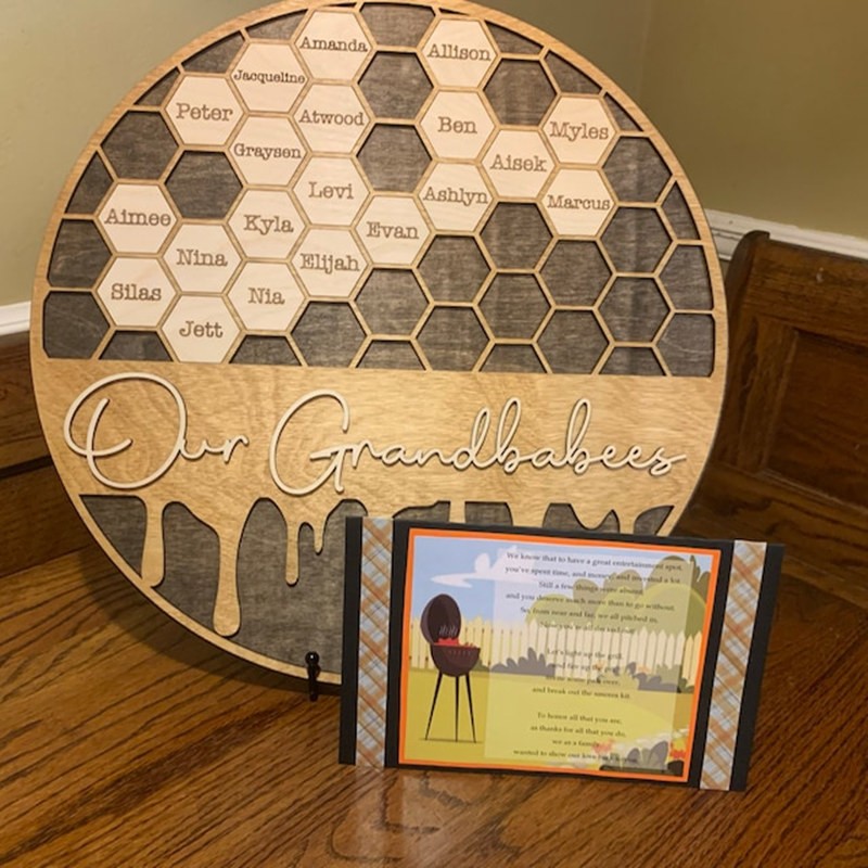 Personalisierte Bienenstock Familie Holz Zeichen unserer Grandbabees für Oma Mom Weihnachtsgeschenk