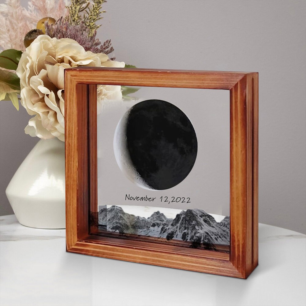 Benutzerdefinierte Paar Mondphase Holz Zeichen für Valentinstag Geschenk Random in Universe