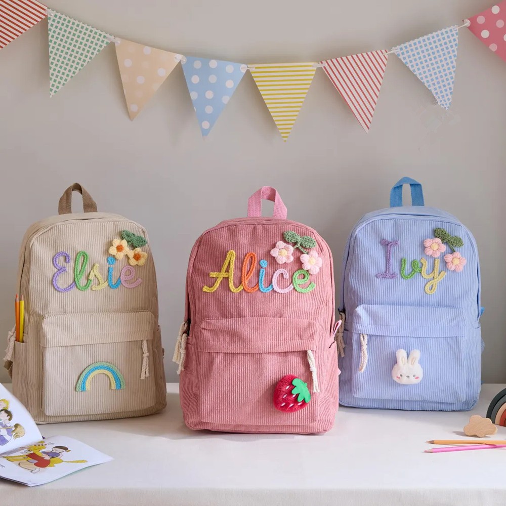 Personalisierter Kinderrucksack mit Namen, Schultasche für Mädchen und Jungen, Geschenk zum Schulanfang