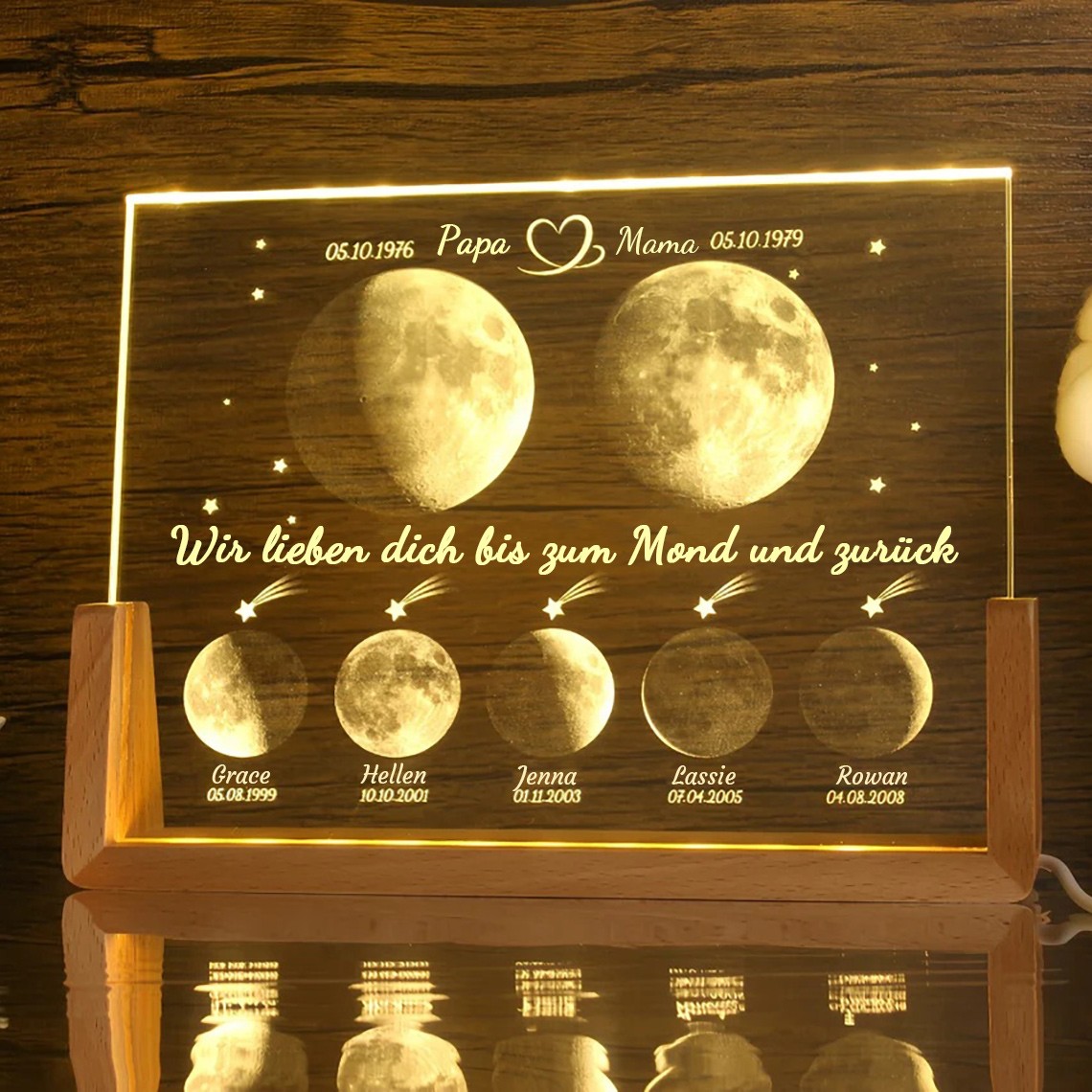 Personalisierte Mama Mondphase Nachtlicht von Datum für Muttertag Geschenk