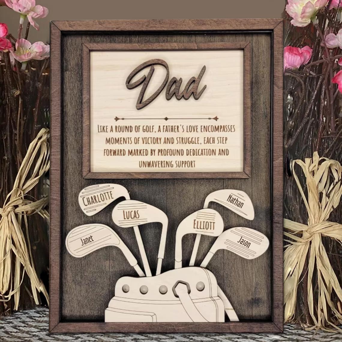 Personalisiertes 5D-Holzschild „Golf“ für Väter – Das beste Vatertagsgeschenk für Golfliebhaber