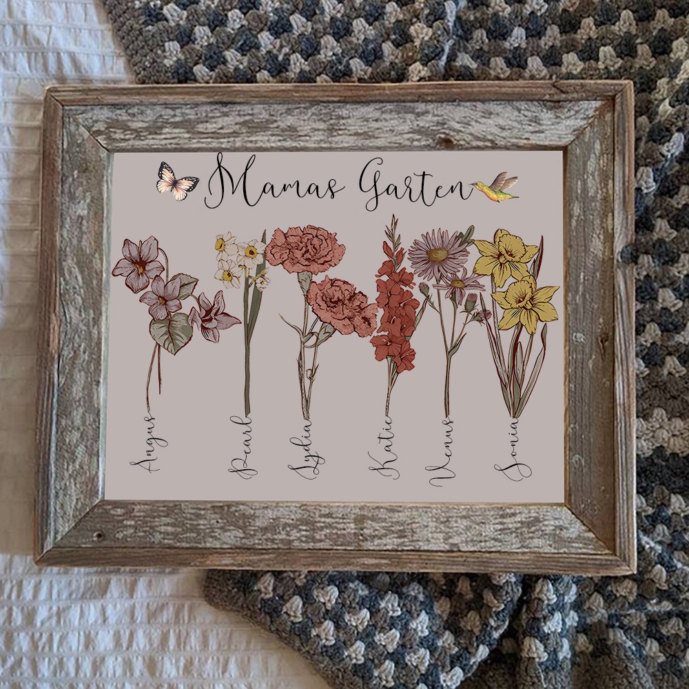 Benutzerdefinierte Geburt Blume Frame Home Kunst für Mama Oma Familie Weihnachten Geschenkideen