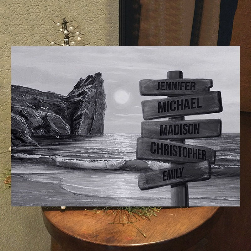 Personalisierte Nachname Geburtsdatum Vintage Straße Zeichen mehrere Namen Premium-Leinwand Wandkunst Bestes Geschenk