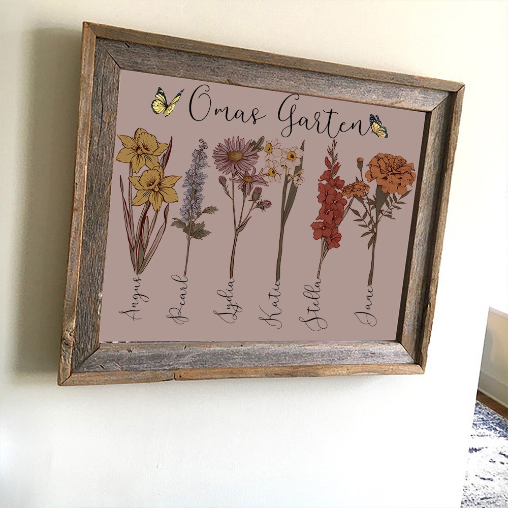 Benutzerdefinierte Geburt Blume Frame Home Kunst für Mama Oma Familie Weihnachten Geschenkideen
