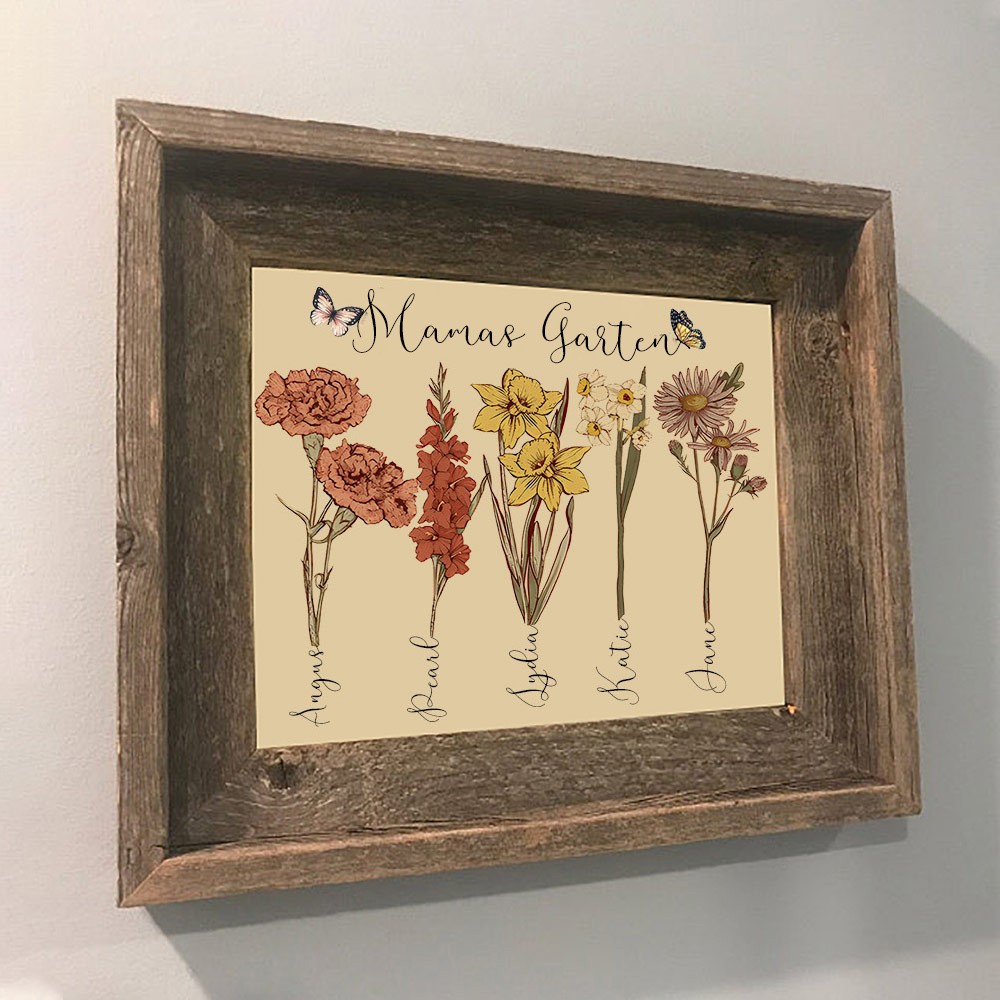 Benutzerdefinierte Geburt Blume Frame Home Kunst für Mama Oma Familie Weihnachten Geschenkideen