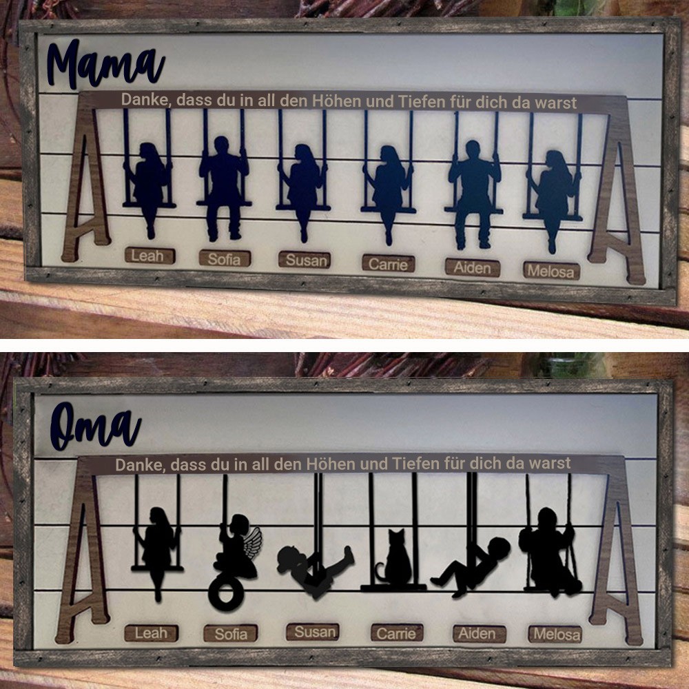 Benutzerdefinierte Familie Schaukel Set Zeichen Danke für die Höhen und Tiefen für Mama Oma Weihnachtsgeschenk