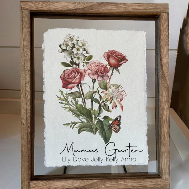 Benutzerdefinierte Mama's Garden Geburt Blume Familie Bouquet Frame Home Kunst für Weihnachten Geschenkideen