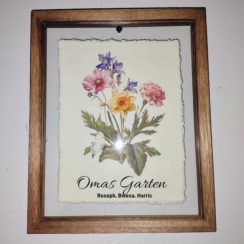 Benutzerdefinierte Omas Garten Geburt Blume Familie Blumenstrauß Rahmen Antike Home Art für Weihnachtsgeschenk