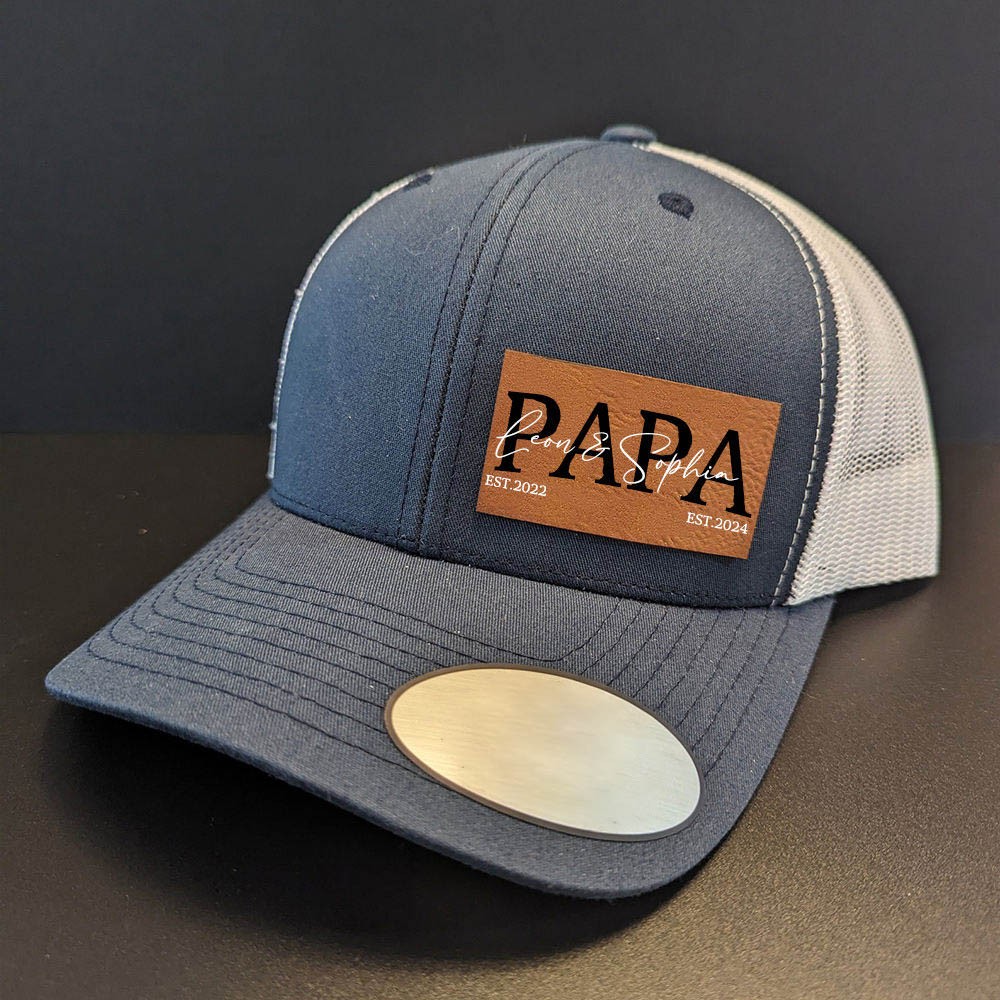 Personalisierte Papa-Mütze mit Lederaufnäher Baseballkappe