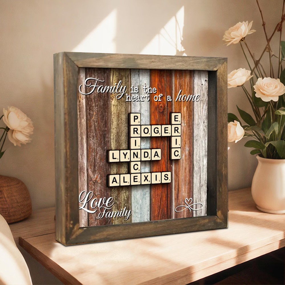 Personalisiertes Kreuzworträtsel-Scrabble-Karten-Namensschild für die Familie – als Weihnachts- oder Jahrestagsgeschenk