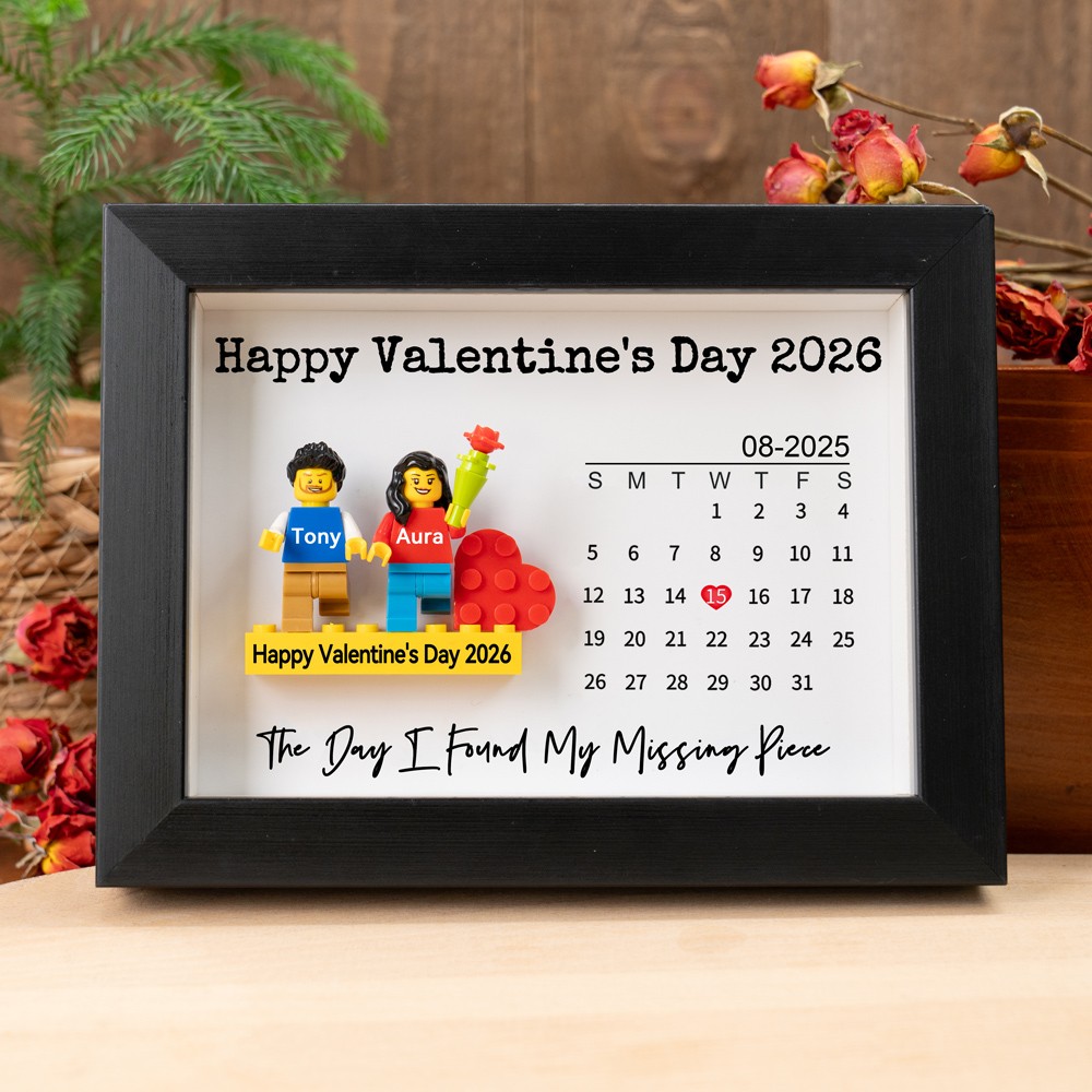 Personalisiertes Paar-Minifiguren-Kalender-Rahmen Als Valentinstagsgeschenk Für Freund Und Freundin