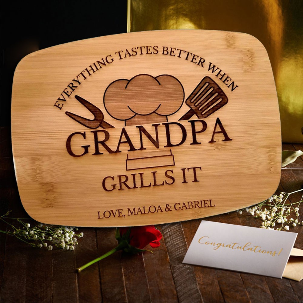 Personalisierte Schneidebrett BBQ Themed Grill Master für den Vatertag Geschenkideen