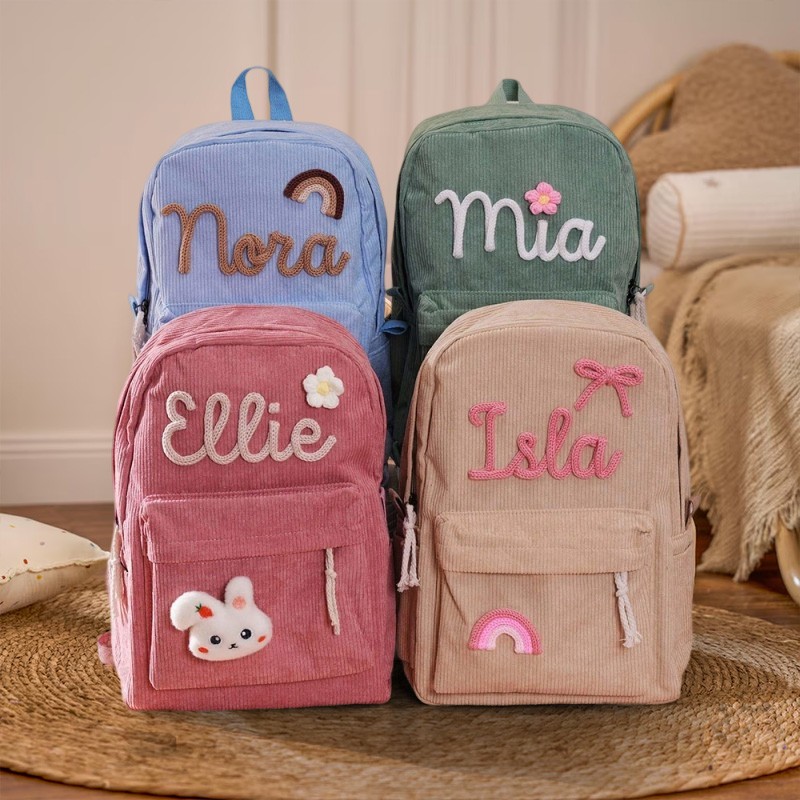 Personalisierter Kinderrucksack mit Namen, Schultasche für Mädchen und Jungen, Geschenk zum Schulanfang