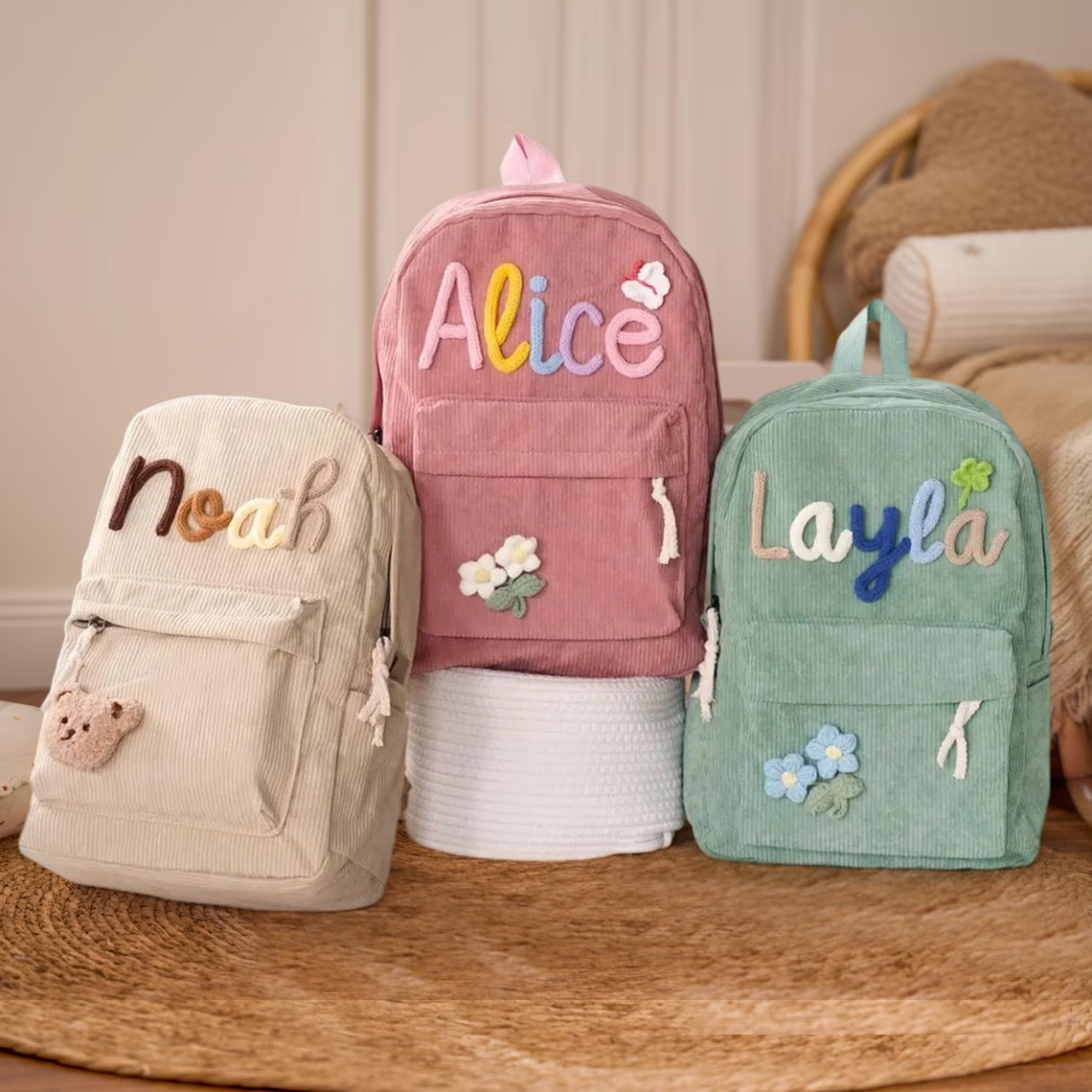 Personalisierter Kinderrucksack mit Namen, Schultasche für Mädchen und Jungen, Geschenk zum Schulanfang