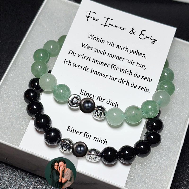 Personalisierte Foto Projektion Charme Matching Armbänder mit Speicher für ihre Hochzeitstag Geschenke