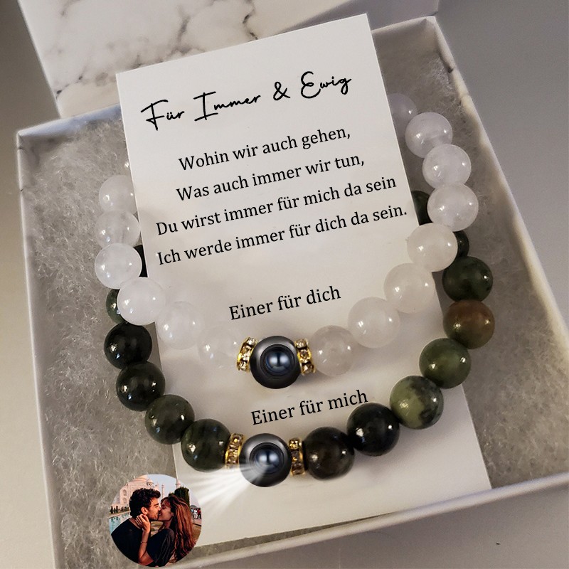 Personalisierte Long Distance Magnetic Couple Armband mit Einzigartigem Foto für ihn ihr Jahrestag