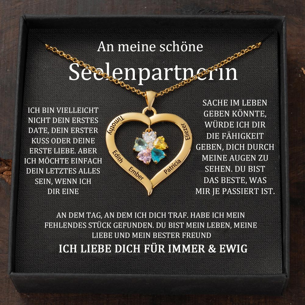 Individuelle Herz-Halsketten mit Namen und Geburtssteinen als Muttertagsgeschenk