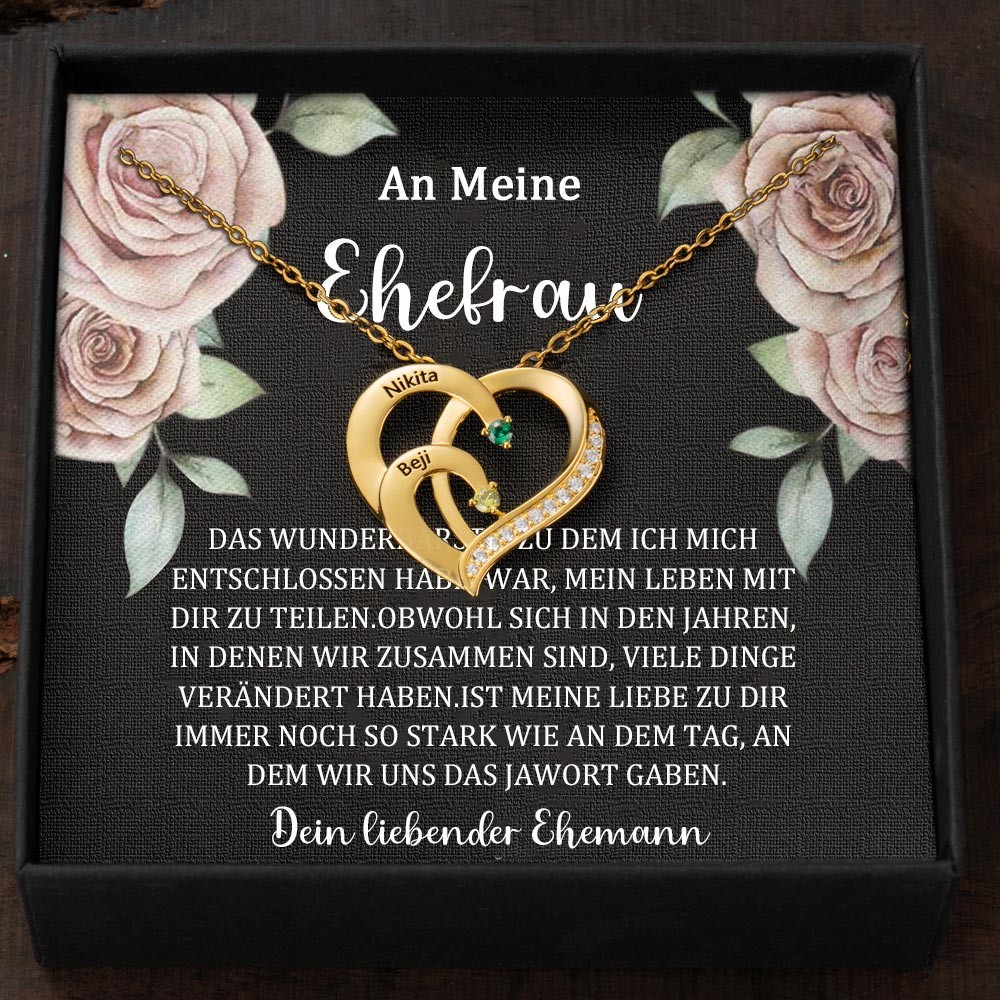 Benutzerdefinierte Paar Namen Halskette mit Geburtssteinen Valentinstag Geschenke