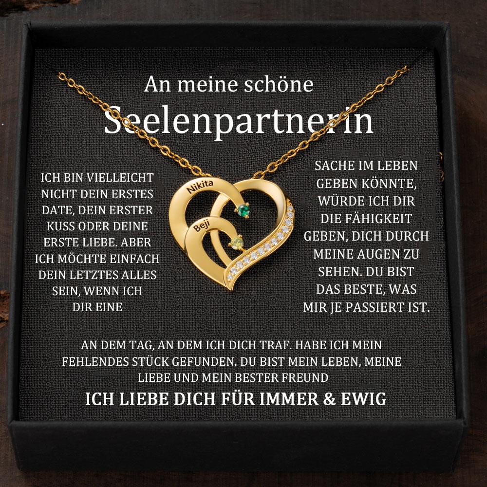 Benutzerdefinierte Paar Namen Halskette mit Geburtssteinen Valentinstag Geschenke