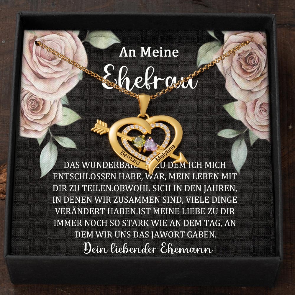 Benutzerdefinierte Paar Namen Halskette mit Geburtssteinen Valentinstag Geschenke